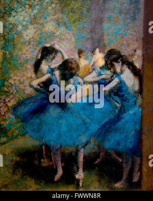 Ballerini in blu, Danseuses Bleues, di Edgar Degas, 1893, il Musee D'Orsay, Parigi, Francia, Europa Foto Stock