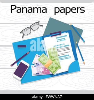 Panama Offshore Papers documenti di Business Desk Cartella Illustrazione Vettoriale