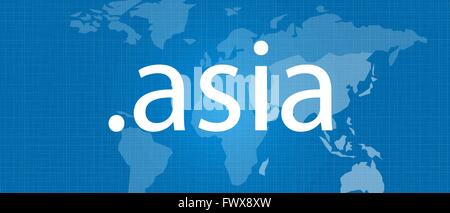 Dot .asia mappa vettore blu il concetto di dominio Illustrazione Vettoriale