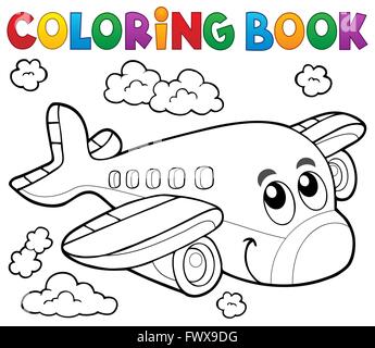 Libro da colorare aereo tema 2 - foto illustrazione. Foto Stock