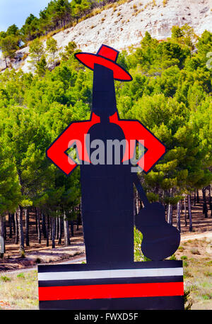 Famoso Tio Pepe Sherry pubblicità segno Cordoba Spagna. Chitarra flamenco player famosa pubblicità visto in tutta la Spagna Foto Stock