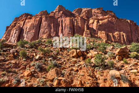 Scogliere di arenaria su Burr Trail Strada nel canyon lungo, Grand Staircase-Escalante monumento nazionale, Utah, Stati Uniti d'America Foto Stock