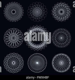 Set di cerchio addobbi geometrici Illustrazione Vettoriale