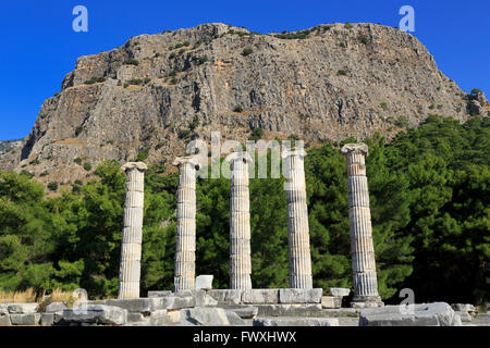 Tempio di Atena, antica Priene, Turchia Foto Stock