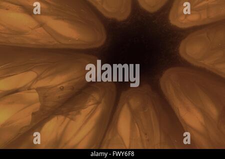 Pezzo di Orange in controluce, sfondo astratto Foto Stock