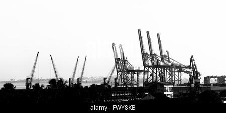 Gru a torre a Salvador Harbour - CODEBA (Bahia state Dock Company) presso l'area portuale di ​​Salvador a Bahia de Todos os Santos (All Saints Bay), Brasile Foto Stock