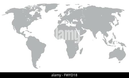 Illustrazione Vettore grafico mappa Mondo grigio per scopo diverso Illustrazione Vettoriale