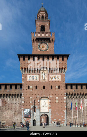 Ingresso, Castello Sforzesco, Piazza Castello, Milano, Italia Foto Stock