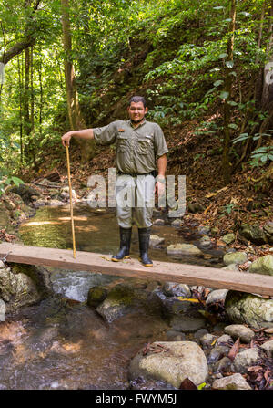 Penisola di OSA, COSTA RICA - Eco-guida turistica nella foresta primaria. Foto Stock