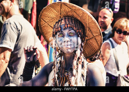 BADAJOZ, Spagna - 25 settembre: costume partecipante al Almossasa Cultura Festival il 25 settembre 2013 in Badajoz, Spagna Foto Stock