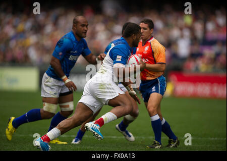 Hong Kong, Cina. 9, Aprile 2016. HSBC World Rugby Sevens Serie-round 7, Hong Kong Stadium. Samoa vs Francia. Samoa vince 24 -12. Credito: Gerry Rousseau/Alamy Live News Foto Stock