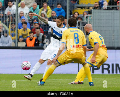 Mauro Icardi Emanuel durante il campionato italiano di una partita di calcio tra Frosinone e Inter al Matusa stadium di Frosinone Italia, Aprile 09, 2016 Foto Stock