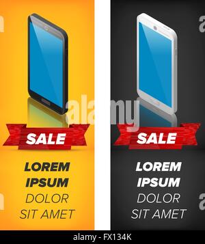 Banner verticale con gli smartphone Illustrazione Vettoriale