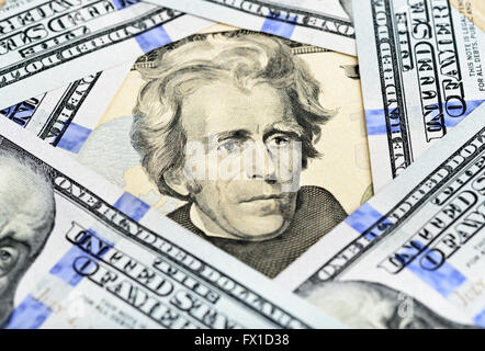 Frammento di venti dollari - presidente Jackson Foto Stock