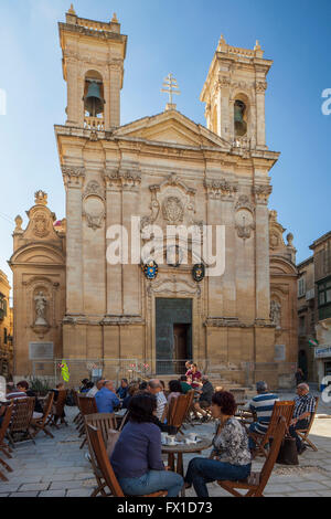 La facciata della Basilica di San Giorgio in Victoria (Rabat) a Gozo, Malta. Foto Stock