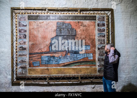 Mappa di sotterranei della Pilsner Urquell Brewery nella città di Pilsen, Repubblica Ceca Foto Stock