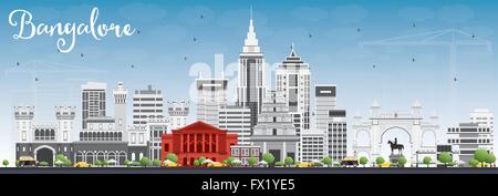 Bangalore Skyline con edifici grigi e cielo blu. Illustrazione Vettoriale. Viaggi di affari e turismo Concept Illustrazione Vettoriale
