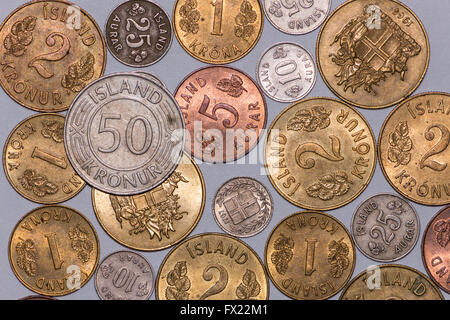 Vecchia moneta islandese (krona) Foto Stock