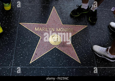 Marilyn Monroe stella sulla Hollywood Walk of Fame a Los Angeles in California Foto Stock