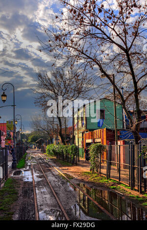 "Caminito street" vista laterale, "La Boca" Città, Buenos Aires, Argentina. Foto Stock