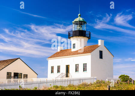 San Diego, California, al vecchio Loma Point Lighthouse. Foto Stock
