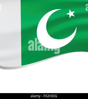 Sventola bandiera del Pakistan isolati su sfondo bianco Illustrazione Vettoriale