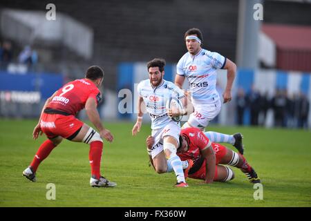 Parigi, Francia. Decimo Apr, 2016. Campionesse Europee Rugby Quarterfinal. Racing Metro 92 versus Rc Toulon. Maxime Machenaud (rac) Credito: Azione Sport Plus/Alamy Live News Foto Stock