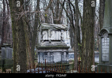 Antiche tombe a Varsavia il cimitero ebraico è uno dei più grandi cimiteri ebraici in Europa, a Okopowa Street a Varsavia, Polonia Foto Stock