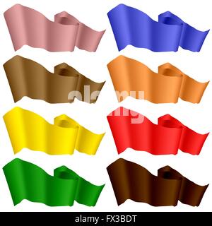 Nastri colorati isolati su sfondo bianco. Illustrazione Vettoriale
