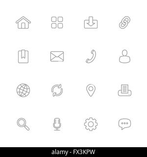 [JPEG] Gray Line semplice web icon set per il web, UI ed infografico e le applicazioni per dispositivi mobili Foto Stock