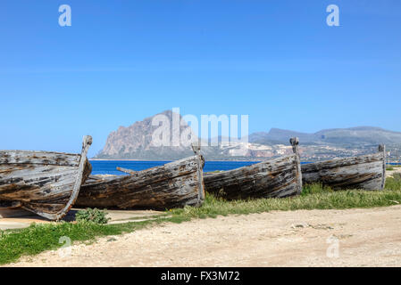 Tonnara di Bonagia, Trapani, Sicilia, Italia Foto Stock