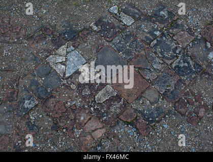 Un Romano pavimento piastrellato in St Dogmaels Abbey Pembrokeshire Foto Stock