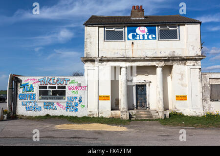 Api laboriose Diner esterno dell edificio è dipinto in un arte di strada surf shack, un tipo A1 sud, Darrington, Foto Stock