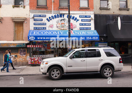 Economia dolce candy shop, Rivington Street Lower East Side di Manhattan, New York City, Stati Uniti d'America. Foto Stock