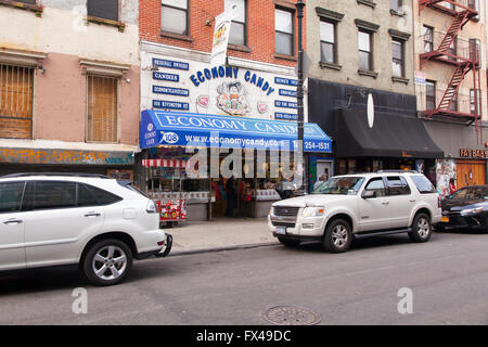 Economia dolce candy shop, Rivington Street Lower East Side di Manhattan, New York City, Stati Uniti d'America. Foto Stock