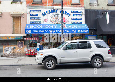 Economia dolce candy shop, Rivington Street Lower East Side di Manhattan, New York City, Stati Uniti d'America. Foto Stock