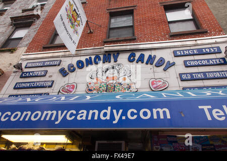 Economia dolce candy shop, Rivington Street Lower East Side di Manhattan, New York City, Stati Uniti d'America. Foto Stock