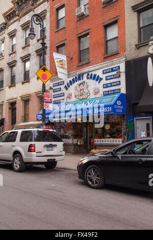 Economia dolce candy shop, Rivington Street Lower East Side di Manhattan, New York City, Stati Uniti d'America. Foto Stock