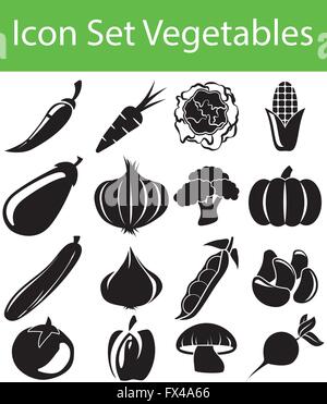 Il set di icone di verdure con 16 icone per un utilizzo creativo in graphic design Illustrazione Vettoriale