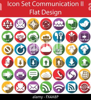 Design piatto icona impostare la comunicazione II con 42 icone per l'uso creativo nel web un graphic design Illustrazione Vettoriale