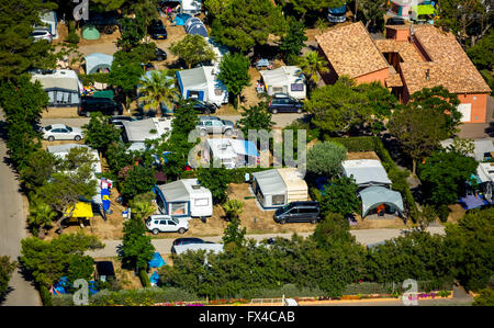 Vista aerea, campeggio di Canet-en-Roussillon sul Mare Mediterraneo, costa mediterranea, nel sud della Francia, il Pyrénées-Orient Foto Stock