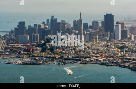 Vista aerea, guardando sopra la baia di San Francisco Bay Area di San Francisco, Stati Uniti d'America, California, Stati Uniti d'America US, antenna Foto Stock