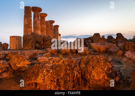 Eracle o Ercole tempio, il Tempio di Ercole, antichità, Valle dei Templi, Valle dei Templi, Agrigento, Sicilia, Italia Foto Stock