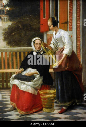 Pieter De Hooch (1628-1684). Pittore olandese. Donna e serva con un secchio, c.1660. Lo stato Museo Hermitage. San Pietroburgo. La Russia. Foto Stock