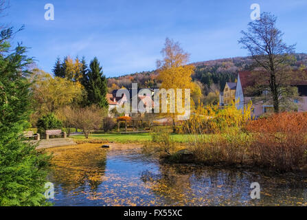 Parco Jonsdorf im Herbst im Zittauer Gebirge - Jonsdorf Park in autunno in Zittau Montagne Foto Stock