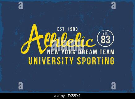 Athletic New York il Dream Team stampa per abbigliamento. Grafica Retrò per la moda e la stampa. Design con la vecchia scuola di sport tipografia Illustrazione Vettoriale