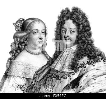Luigi XIV, 1638-1715, Luigi il Grande Re Sole, Luigi XIV Re di Francia e la sua prima moglie, Maria Teresa di Spagna, Marie-T Foto Stock