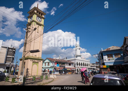 Il Purcell Clock Tower nel centro della città di Pyin Oo Lwin, Myanmar. Foto Stock