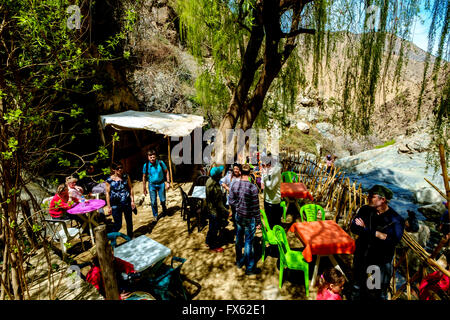 La cascata "Cafe' nell'Ourika Valley accanto alle cascate Setti-Fatma Foto Stock