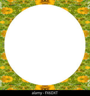 Collage digitale tecnica floreale stilizzato motivo geometrico decorativo seamless pattern design mosaico nel vivace giallo e verde Foto Stock